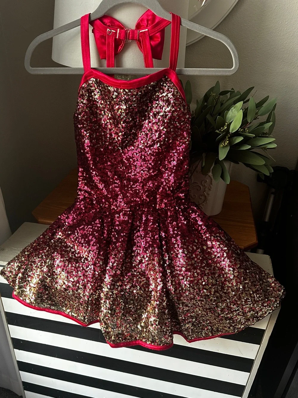 Girls Pink Sequin Dance Costume Dress
